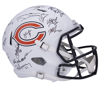 1985 Chicago Bears Team Signed Bears Flat White Matte Riddell Full Size Speed Replica Helmet With 28 Signatures - LE 34/34 (Beckett)